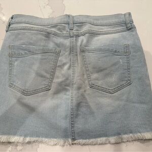 Express Light Blue Frayed Hem Mini Skirt